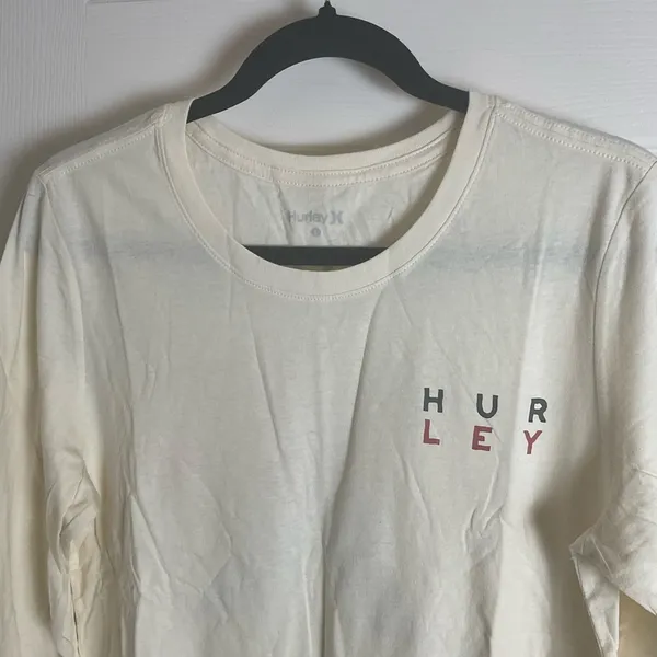 Hurley Split Level Classic Crew Long Sleeve T-Shirt Cream / Size Large - Image 2