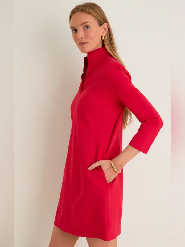 NWT Tuckernuck 3/4 Sleeve Ponte Clifton Dress in Red Size XS - Image 2