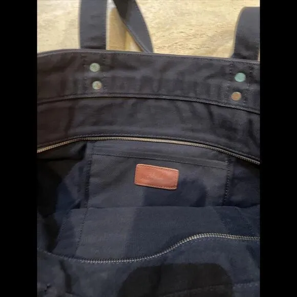 Polo Ralph‎ Lauren Tote Bag Blue Canvas Denim Pony & Flag Embroidery 20x15x6” - Image 8