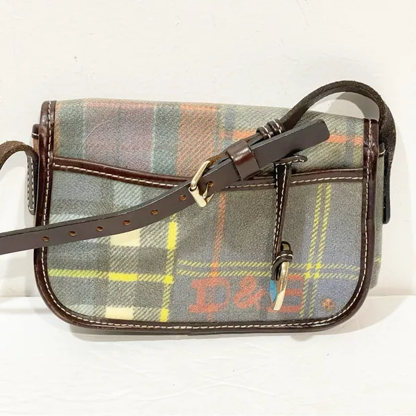 Dooney and Bourke Plaid Mini Purse Oil Cloth with Leather‎ Trim Multi - Image 4