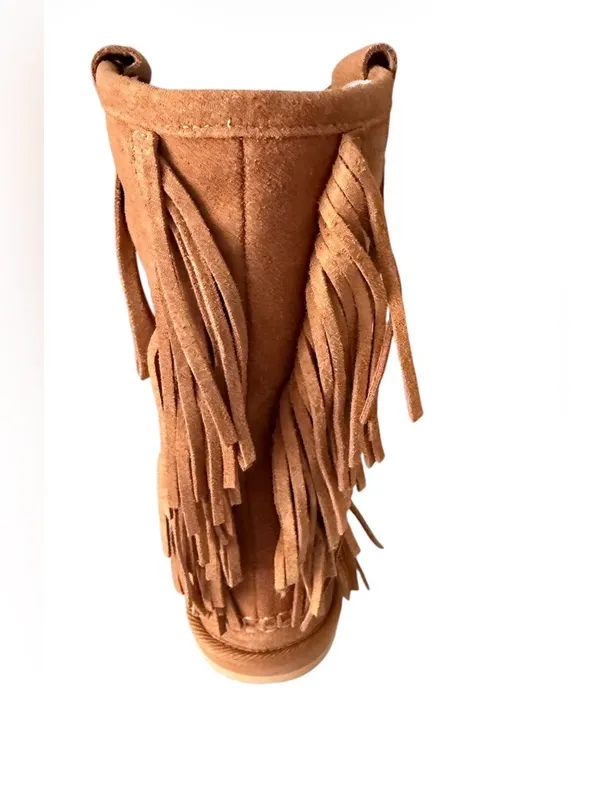 Free People Suede Faye Fringe Pull On Boots Color Honey Women’s 7.5 NWT - Image 4
