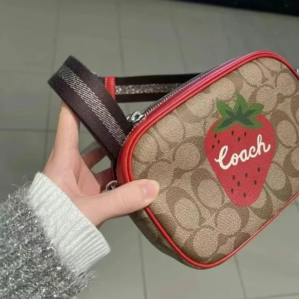 coach Mini Jamie Camera Bag In Signature Canvas With Wild Strawberry ch351 - Image 2