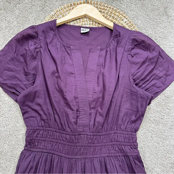 Bila77 Women’s Kelsey Maxi Dress Sleeveless Smocked Tiered V-Neck in Purple S - Image 4
