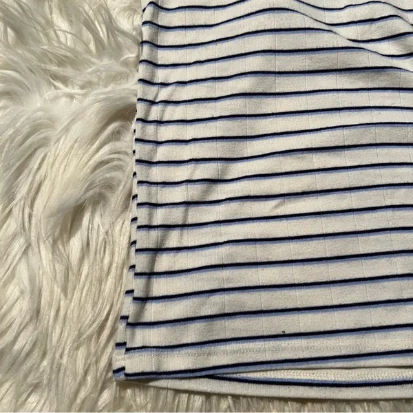 American Eagle Womens Size XS Halter Top White Navy Blue Stripes Textured Cotton - Image 4