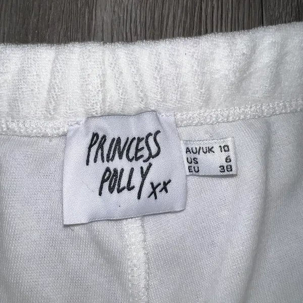 Princess Polly White Terry Pants Size 6 - Image 3
