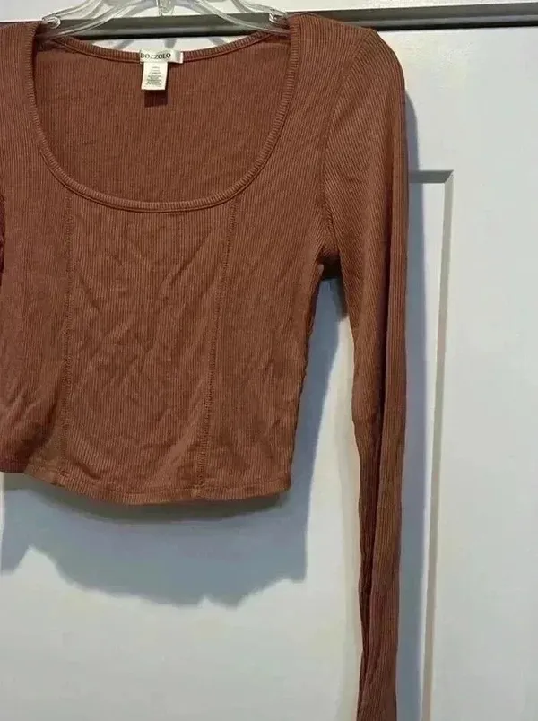 Bozzolo rustic brown colored crop top size small. - Image 2