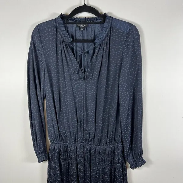 Current Air Anthropologie Blue Star Print Micro Pleat‎ Tiered Dress Size Small - Image 3