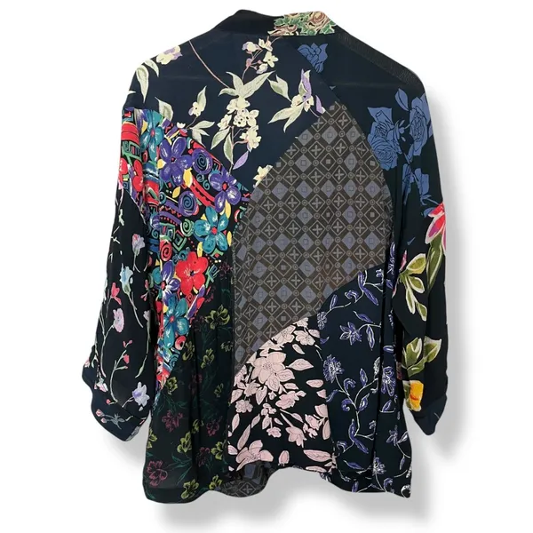 Vintage‎ Patchwork Top Nomads of the Desert Black Art-To-Wear FLAWS Size Large - Image 2