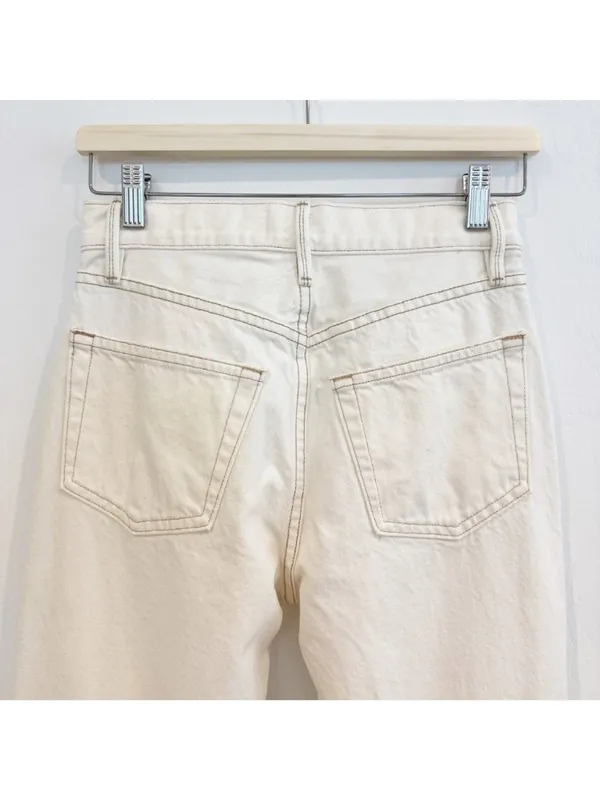 Frame Jeans Size 25 Off White Distressed High‎ Rise Button Fly Rigid Alternative - Image 9