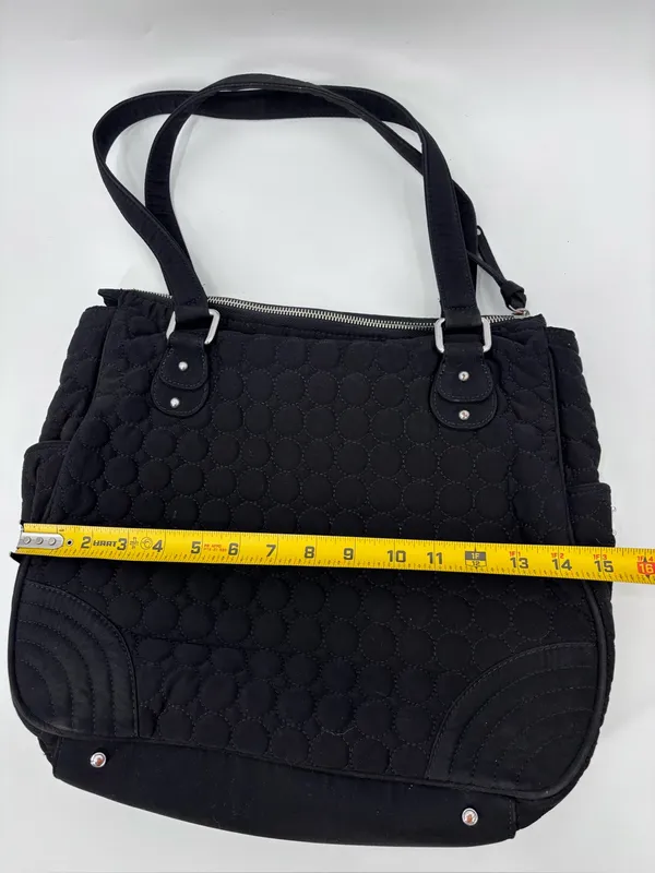 Vera Bradley Black Quilted Shoulder Tote with Front Zip Pocket - Image 4