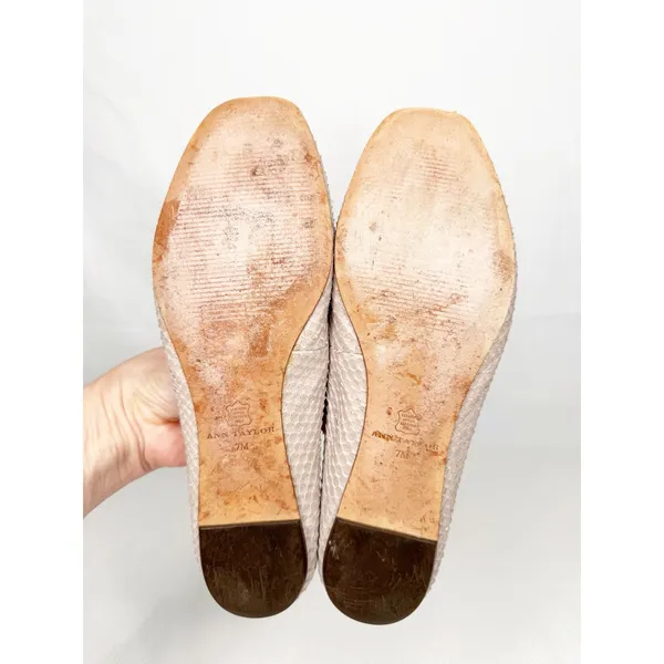 Ann Taylor Beige Nude Snakeskin Leather Ballet Flat Size 7M - Image 5
