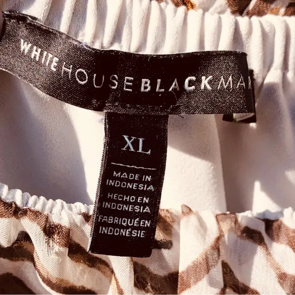 🌸NEW WHITE HOUSE BLACK MARKET BLOUSE Sz XL WHITE/ BROWN /GOLD - Image 3