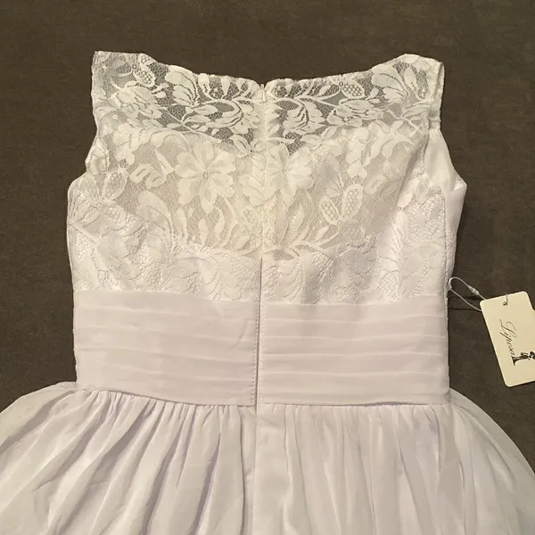 Women’s Full Length Chiffon White Wedding or Special Event Dress Size 2 NWT - Image 7