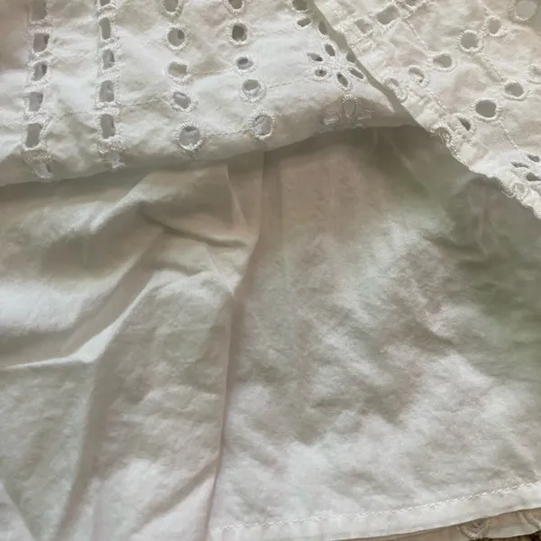 J. Crew White Eyelet Cotton Long Sleeve Tie Back Blouse - Image 7