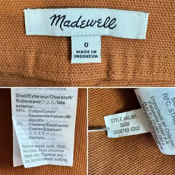 Madewell‎ Button-Front A-Line Pocket Mini Skirt Size 0 - Image 6