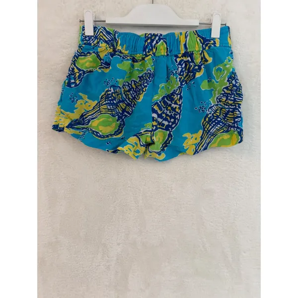 Lilly Pulitzer Callahan Shorts XS Blue Green‎ Seashell Print Rayon Beach Summer - Image 2
