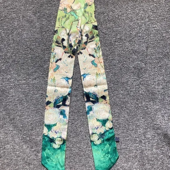 Summer Retro Hair Tied Oil Painting Long Silk Scarf Band Braided Chiffon new - Image 3