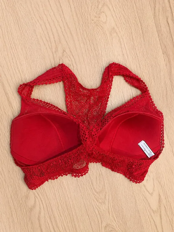 Victoria's Secret Lace Racerback Bralette Red Wireless Pull-On - Image 2