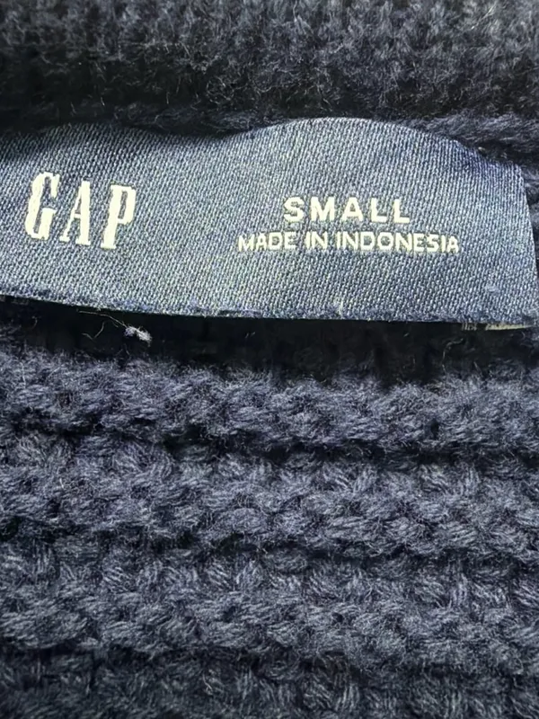 GAP Navy Gold Button Cropped Cardigan Sweater Small 100% Cotton - Image 7