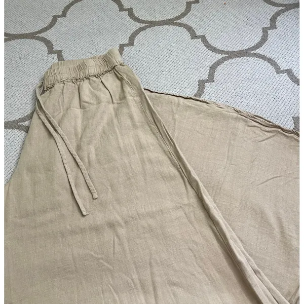 Aakaa pull on wide leg cropped palazzo elastic waistband pants, size medium - Image 9