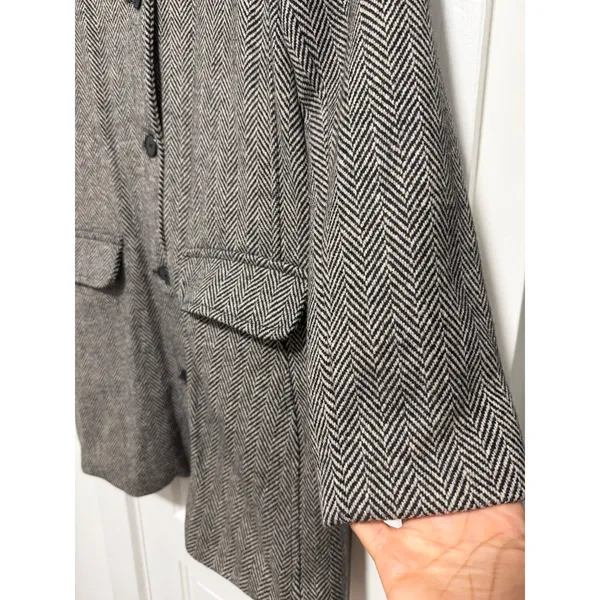 Isaac Mizrahi Live Womens XL Herringbone Wool Coat preppy academia professional - Image 4