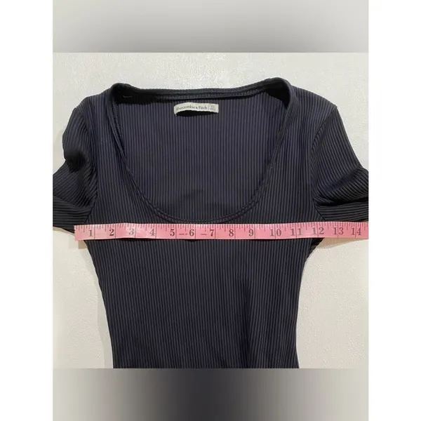 Abercrombie Ribbed Bodysuit Black XS Long Sleeve Scoop Neck - Image 5