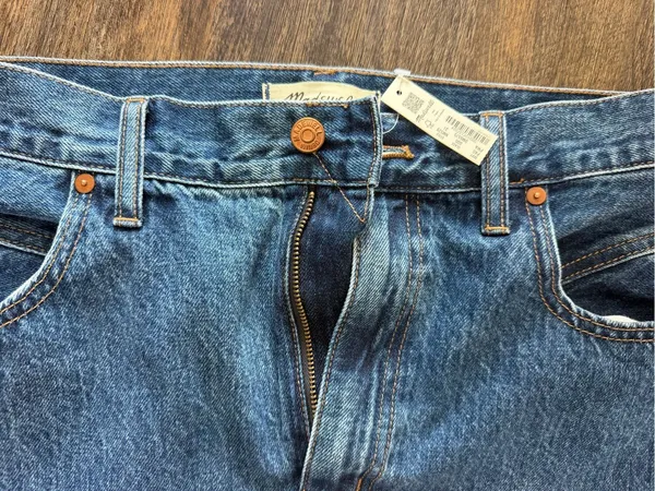Madewell Blue High-Rise Denim Maxi Skirt with slit - Image 3