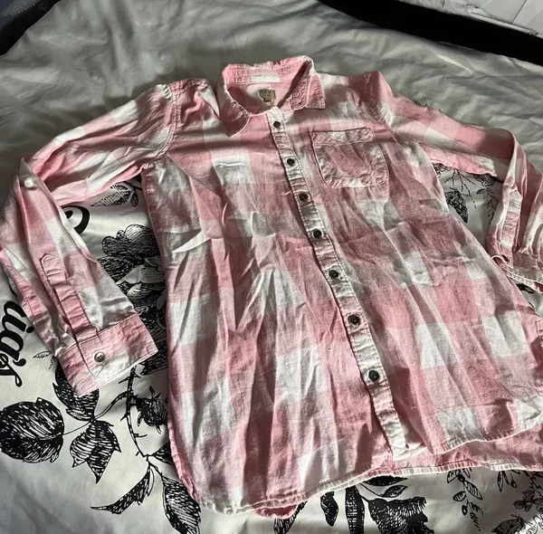 True Craft pink plaid button-up flannel shirt - Image 2