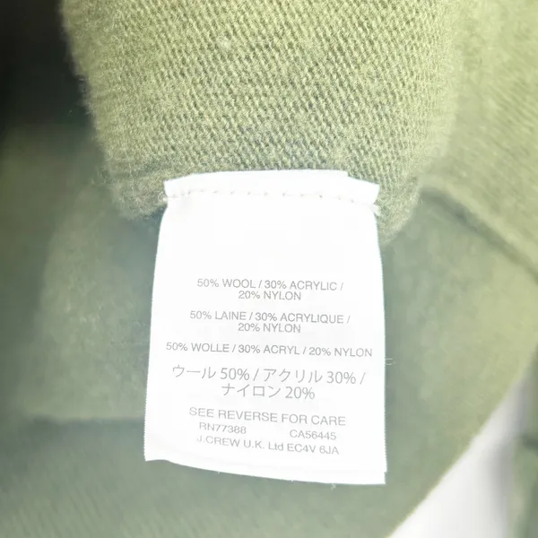 J. Crew Womens‎ Moss Green Wool Blend Tiered Ruffle Sleeve Preppy Sweater XXS - Image 5