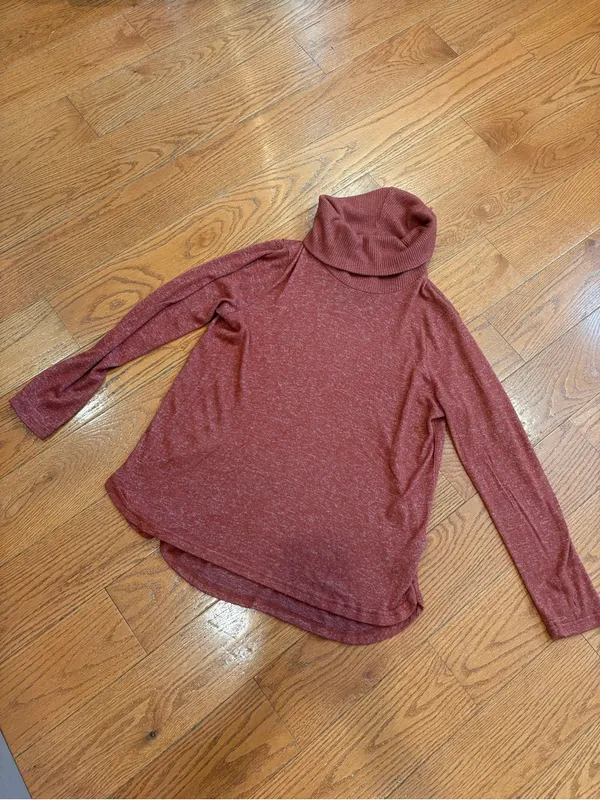 Per Se Rust Cowl Neck Sweater Lightweight Knit Top Women’s Large - Image 2