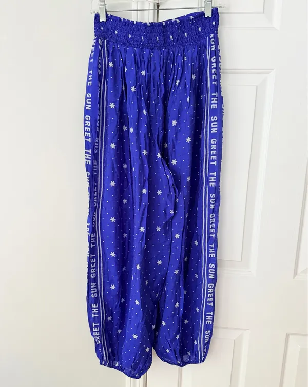 Anthropologie Celandine Sheer Smocked Star-Print Balloon Pants, Size S - Image 13