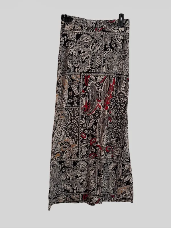 Ambiance Paisley Patchwork Maxi Skirt - Black, Cream & Red Accents - Image 2