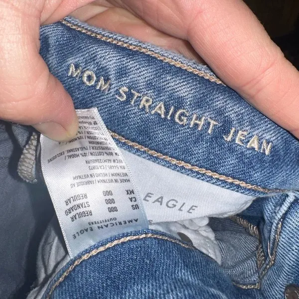 American Eagle light wash destroyed relaxed mom jeans - Image 2