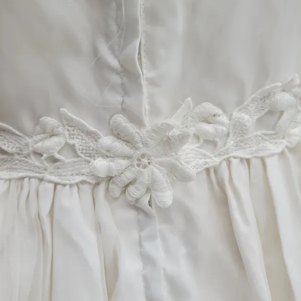 Vintage Wedding Dress White Floral Applique Boho Bridal Gown Union Made - Image 11