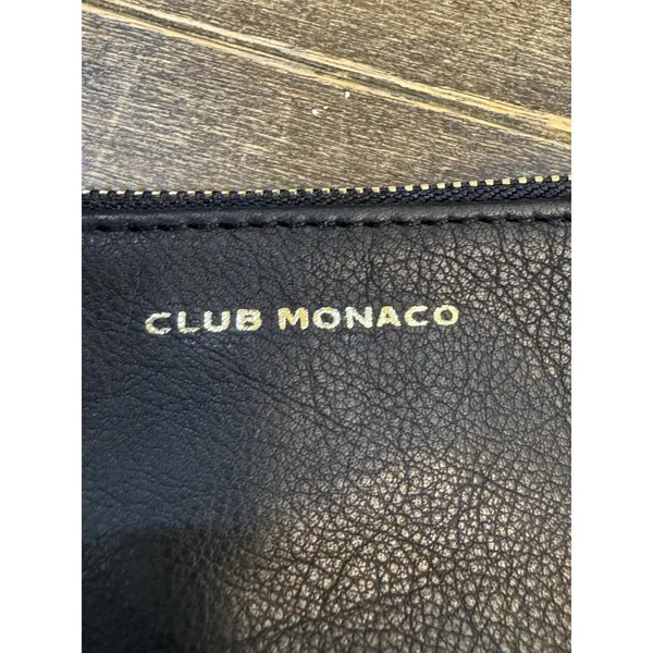Club Monaco Leather Bag Pouch Zip Cosmetics Black Travel! - Image 4