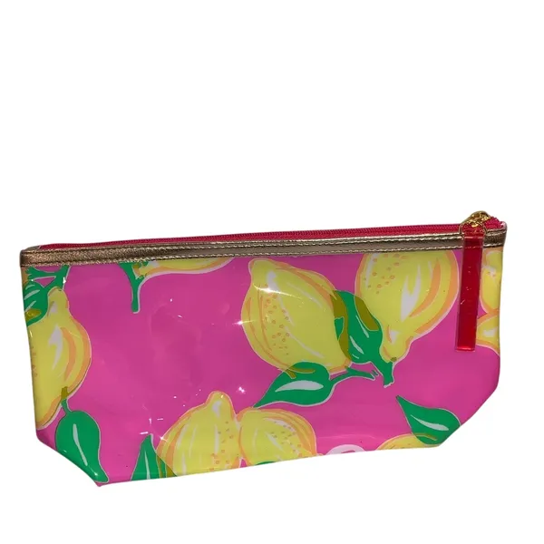 Lilly Pulitzer x Estée Lauder Lemon Print Makeup Bag Pink‎ Zipper Cosmetic Pouch - Image 2