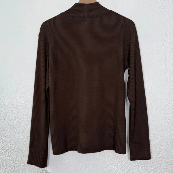 Haven Well Within Ribbed Mock Neck Long Sleeve Top Brown Size Medium NWT - Image 2