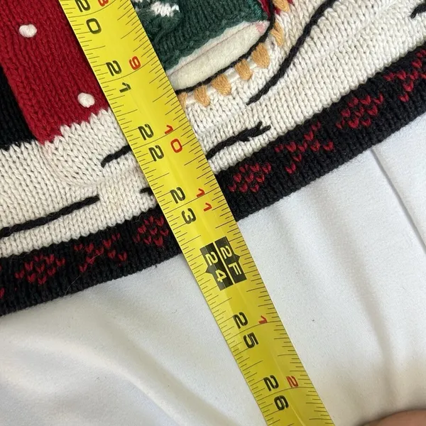 Vintage Karen Scott Snowman Sweater Cardigan Faux Fur Womens Large‎ L Snowflakes - Image 9