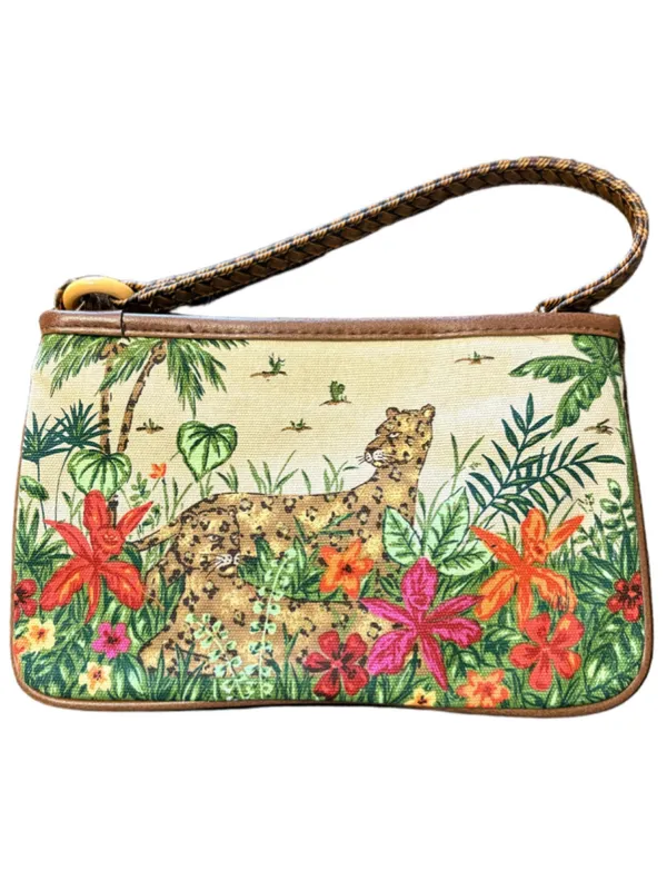 Jungle Theme Wristlet for Makeup Coins Accessories w Zipper Lined - Image 5