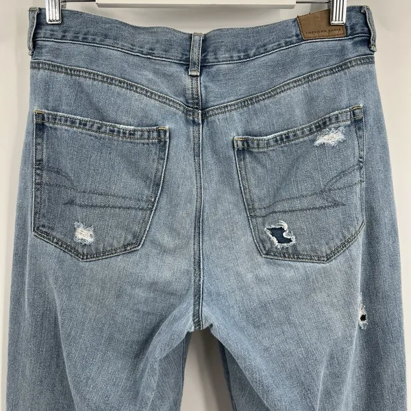 American Eagle‎ Mom Jeans Women's 8 Short Distressed High Rise Straight Leg Blue - Image 7