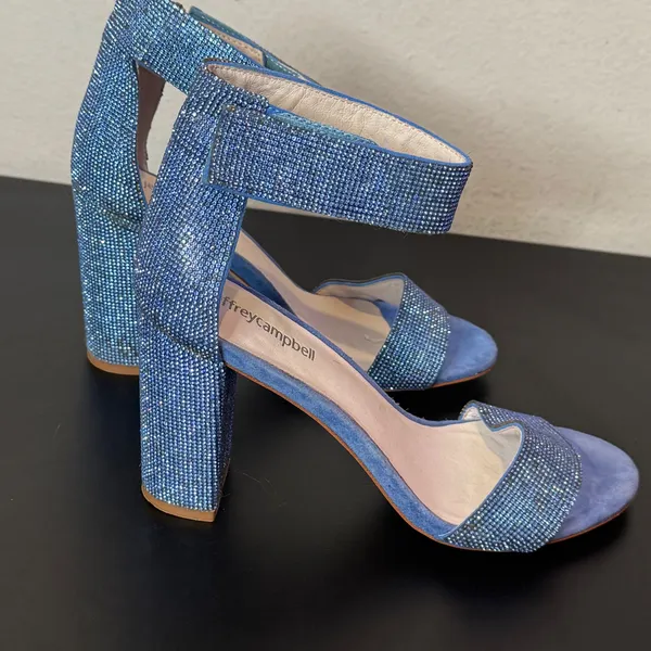 Jeffrey Campbell Blue Rhinestone Block Heels Mismatched Size Left 7.5 Right 8 - Image 8