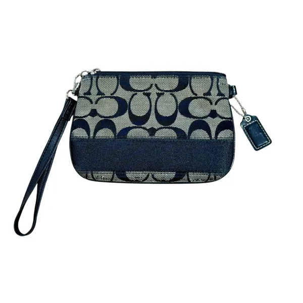 Vintage Y2K COACH Signature Logo Canvas Leather Mini Wristlet Wallet Clutch - Image 3