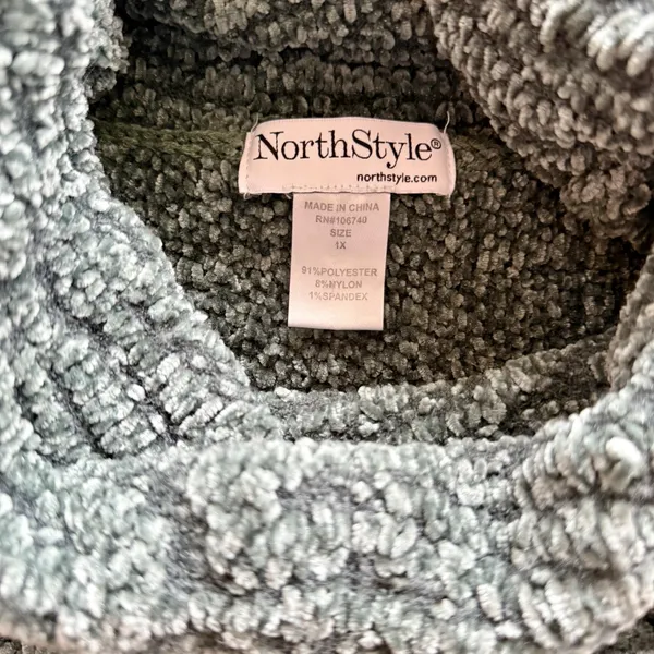 NorthStyle Chunk Knit Cowl Neck Pullover Sweater Green Wmn Sz 1x Cozy‎ Soft Vtg - Image 5