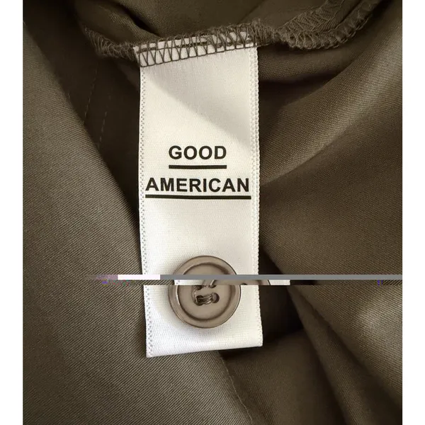 Good American The Cropped Shirt Sage Green Button Down Pocket Top NWT - Image 8