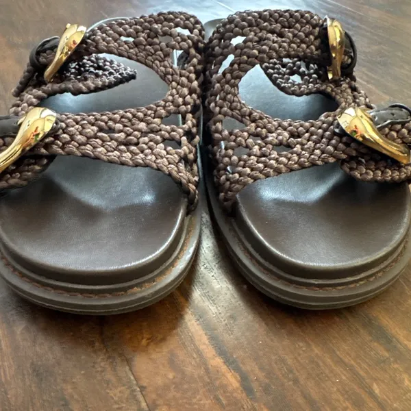 Women's Joie Waffle Braided Slide Sandals Brown Beach Resort Coastal Sz 8M - Image 9