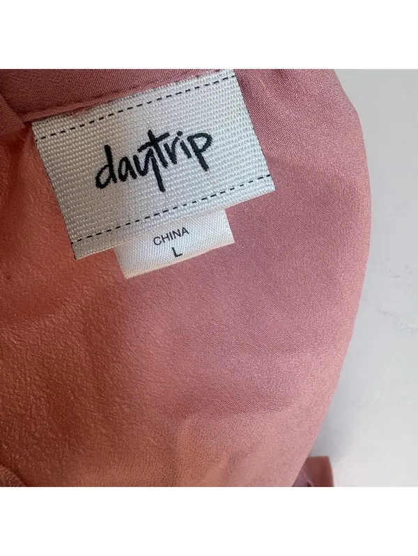 Daytrip Womens Large Dusty Rose Pink Off The Shoulder Strappy Long Sleeve Blouse - Image 3