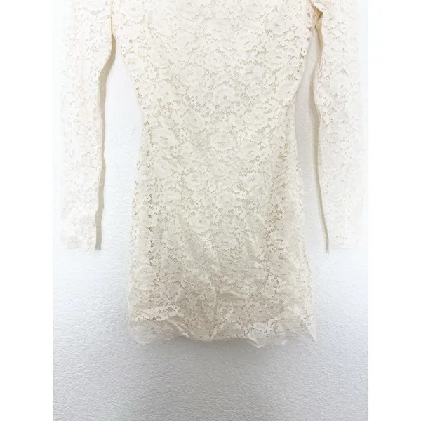 NWT Zara White Lace Long Sleeve Open Back Mini Dress Size Small Bridal Chic - Image 10