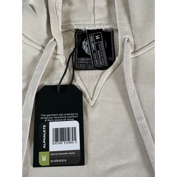 ALPHALETE Women’s Terry Oversized Hoodie - Moonstone,Size Medium - Image 5
