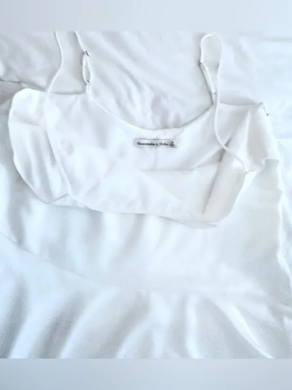 NWT Abercrombie & Fitch Asymmetrical Hem Mini Dress – White Satin – LP - Image 11