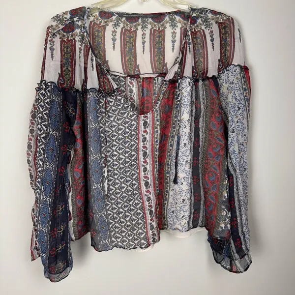 Twelfth Street By Cynthia Vincent‎ Peasant Blouse Silk Long Sleeve Size Sz L - Image 9
